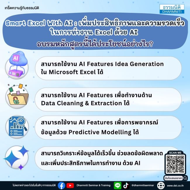 smart excel with ai  เพิ่มประสิทธิภาพและความรวดเร็วในการทำงาน excel ด้วย ai